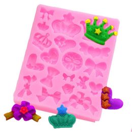 Baking Moulds Cartoon Crown Bow Tie Sile Fondant Cake Mold Cupcake Jelly Candy Chocolate Decoration Tool Mods Drop Delivery Home Gar Dhkdu