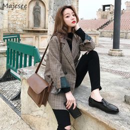 Shavers Blazers Women Plaid Simple Loose Elegant Womens Coat Allmatch Workwear Haruku Korean Style Ulzzang Females Fashion Chic Daily