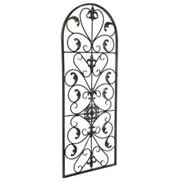Arched Wrought Iron Wall Art Sculpture Vintage Tuscan Indoor Outdoor Gate Decor