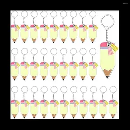 Keychains 120 Pcs Acrylic Pencil With Key Rings T Els Chain For Craft Bulk Keychain Kit A