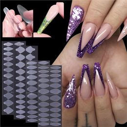 False Nails 12/60pcs Reused Soft Silicone Pad Nail Forms French Extension Tips Sticker Dual Form Gel For Mold Tool