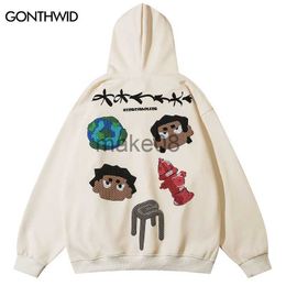 Men's Hoodies Sweatshirts Men Hoodie Sweatshirt Streetwear Hip Hop Funny Japanese Cartoon Print Pullover Hooded Harajuku Fashion Casual Loose Hoodies J230629