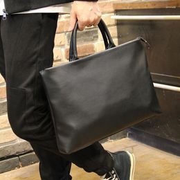 Briefcases LEBSGE Men Briefcase Business High Quality Pu Leather Single Shoulder Messenger Bags Laptop Bag Men's Black Handbag