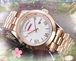 Top Brand quartz fashion mens time clock watches auto date business casual 904L fine stainless steel band day date double calendar swimming waterproof watch gifts