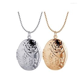 Pendant Necklaces Men's Oval Book Po Memory Floating Locket Necklace Rose Gold Color For Women 2023 MKA85