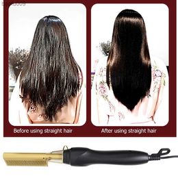 2 in 1 Hot Comb Straightener Electric Hair Curler Wet Dry Use Hair Flat Irons Hot Heating Comb For Black Hair L230520