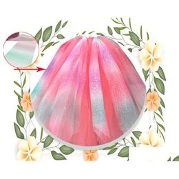 Party Decoration 10 Yard/Roll Rainbow Glitter Tle Roll Sequin Crystal Organza Sheer Fabric Diy Craft Gift Tutu Skirt Home Wedding Xb Dh25Q