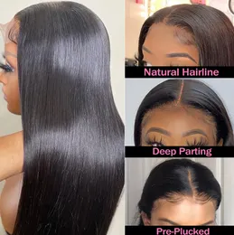 Straight Lace Front Human Hair Wigs HD For Black Women Pre Plucked Natural Colour Lace CLosure Wig