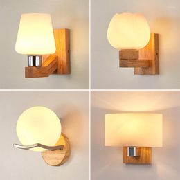 Wall Lamp Homhi European Style Wood Led Bedside Art Decor Living Room Sconces Bedroom Modern Corridor Lighting HWL-257