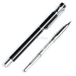 Pens Hero Creative 0.5mm Iridium Nib Steel Black Fountain Pen 360 Degree Inking Pens Office Home School for Financial Pen