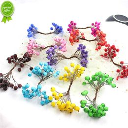 New 40heads Artificial Fruit Glass Berries Stamen Cheap Fake Flower for Home Wedding Decoration DIY Wreath Scrap Booking Craft Gift