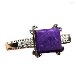 Cluster Rings 9mm Top Natural Purple Sugilite Ring Silver Sterling Jewelry For Woman Man Beads Crystal Anticancer Stone Adjustable