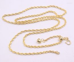 Chains Real 18K Yellow Necklace Women's Rope Chain Female 2mm Simple Heart Adjustable Neckalce Jewellery 45-50cm