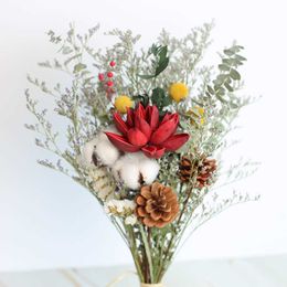 Dried Flowers Natural Flower Wedding Bridal Bouquet Home Decor Cotton Pinecone Christmas Decorations Photo Props Party Hanging Backdrops