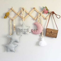 Hangers Racks Wooden Expanding Clothes Hanger Expandable Coat Rack Holder Shelf Hat Closet Wall Hook Home Decor x0710