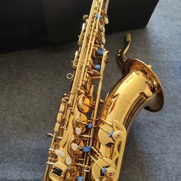 New arrival B-flat W02 tenor paint gold brass double rib reinforced shell keys jazz instrument with accessories