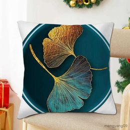 Cushion/Decorative Delicate Sham Reusable Cushion Cover Invisible Zipper Dust-proof Colourful Ginkgo Printed Cushion Throw Case R230629