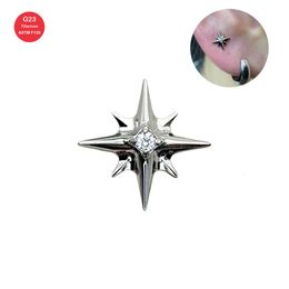 Navel Bell Button Rings Man Piercing Internally Threaded End Labret Hexagram Earring Zirconia Stud Body Jewellery 230628