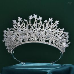 Hair Clips Wedding Accessories Leaf Tiaras Crowns Zirconia Prom Pageant Diadem For Bride Women Gift Party Evening Dress Bridal Jewellery