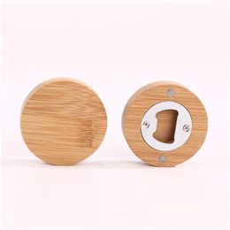 Openers Bamboo Beer Bottle Opener With Magnetic Fridge Magnet For Home Kitchens Bars Parties Xbjk2211 Drop Delivery Garden Kitchen D Dhnd3