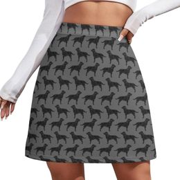 Skirts Black Labrador Retriever Silhouette(s) Mini Skirt Kawaii For Woman