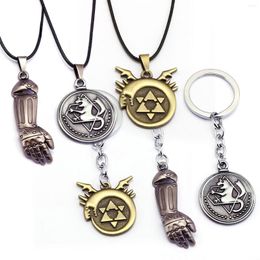 Pendant Necklaces Wholesale Anime Fullmetal Alchemist Edward Elric Necklace Steel Arm Key Chain For Men Women