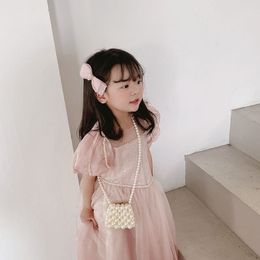 Handbags Cute Little Girls Pearl Purses and Kawaii Kids Coin Pouch Wallet Baby Toddler Princess Crossbody Bag Gift 230628