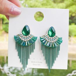 Dangle Earrings Trend Boho Crystal Tassel Earring For Women Vintage Grace Drop Fringe Dangling Girl Party Wedding Jewelry Gift Wholesale