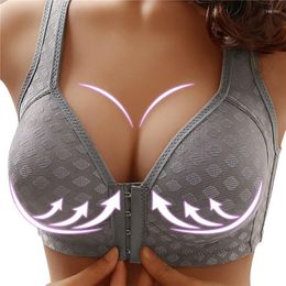 Yoga Outfit The Front Button Type Sexy Brassiere Anti-sagging Gathered No Steel Ring Ladies Mother Large Size Thin Section Underwear Bra