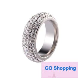 Titanium Steel Five-Row Drill Arc Ring European Ornament Diamond-Studded Ring Stainless Steel Clay Full Diamond High-End Ring