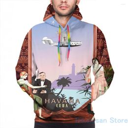 Men's Hoodies Mens Sweatshirt For Women Funny Art Deco Flying Boat - Havana Cuba Print Casual Hoodie Streatwear