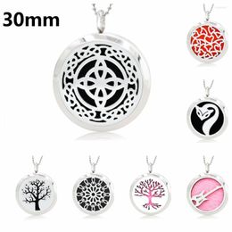 Pendant Necklaces 30mm Bling Locket 316L Stainless Steel Essential Oil Diffuser Free 10pads
