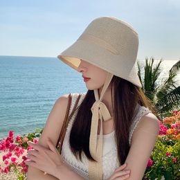 Summer Bucket Hats for Women Fashion Knitted Women Bucket Hats Soft Streetwear Beach Cool Breathable Female Fisherman Caps Gifts