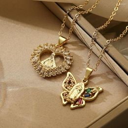 Pendant Necklaces Mafisar Design Gold Plated Zircon Virgin Mary Geometric Necklace For Women Female Fashion Wedding Catholic Jewelry