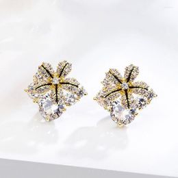 Stud Earrings 14K Gold Jewellery 1 Carat Diamond Earring For Women Aros Mujer Oreja Orecchini Bizuteria Bohemia