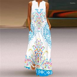 Casual Dresses Sleeveless Plus Size Dress Summer Women 2023 Long Beach Sundress Tree Horse Cartoon Printing Oversize Maxi Woman