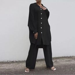 Women's Two Piece Pants 2023 Casual 2 Irregular Collar Shirt Solid Straight Plus Size Clothing Outfits For Women Matching Sets