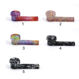 Luminous Patterned Hand Pipe Glow In The Dark Silicone Pipes Glass Bowl Dab Spoon 3.5" Environmentally Silicon Water Bong For Tobacco Smoking UPS