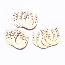 Keychains 12PCS Wood Discs Slices Horseshoe Shape With Love Hole Wooden Blanks Unfinished Natural Chip