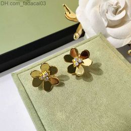 Stud Stud High Quality Flower Earring Rose Gold And Colour AAA Zircon Stud Earrings For Women Brand Jewellery DJ1398 230424 Z230630