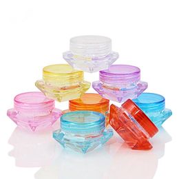 2g Diamond Shape Plastic Facil Cream Jar, DIY Elegant Coloured Cosmetic Cream Container, Lip Balm Storage Box