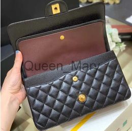 Evening Bags 10A Top Tier Quality Jumbo Double Flap Bag Luxury Designer 25CM 30cm Real Leather Caviar Lambskin Classic All Black Purse Quilted Handbag Sho J230630