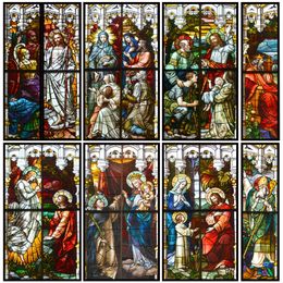 Baskets Privacy Stained Glass Film Church Religious Art Window Stickers Pvc Selfadhesive Classic European Christian Film