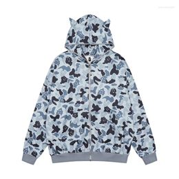 Mens Hoodies Y2k Full Zip Hip Hop Graphic Print Hooded Sweatshirts Streetwear Harajuku Goth Oversized Winter Men Jackets Coat Clothes