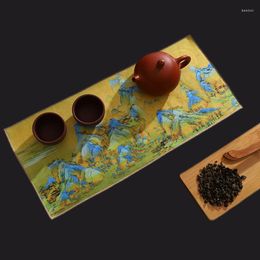 Table Napkin Chinese Painted Thick Tea Towel Super Absorbent Mats Composite Deerskin Velvet Mat High-end Accessories