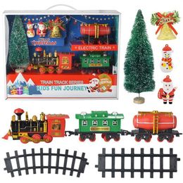 Electric/RC Track Diy Tracks Toys Dynamic Sound 1 Set Railway Toys Battery Powered Electric Railway Train Christmas Rail Car Birthday Gift Durable 230629