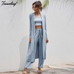 Women's Two Piece Pants Casual Fashion Loose 3 Sets Womens Vacation Outfits Crop Top Lounge Wear Plus Size Suits Summer Soild Clothes Femme