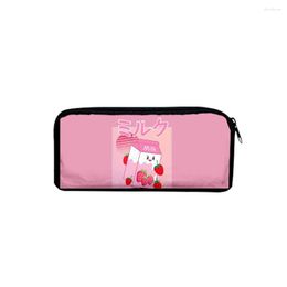 Cosmetic Bags Fashion Pen GeorgeNotFound Strawberry Milk 3D Print Pencil Box Child Stationery Storage Bag Simple