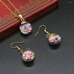 Necklace Earrings Set Colourful Lucky Wishing Stars Glass Bottle Starry Crystal Ball Handmade Original Pendant