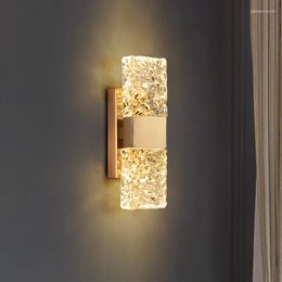 Wall Lamp Luxury Modern Light Water Ripple Glass Rectangle Living Room Bedroom Study Led Indoor Lighting For Home Decor